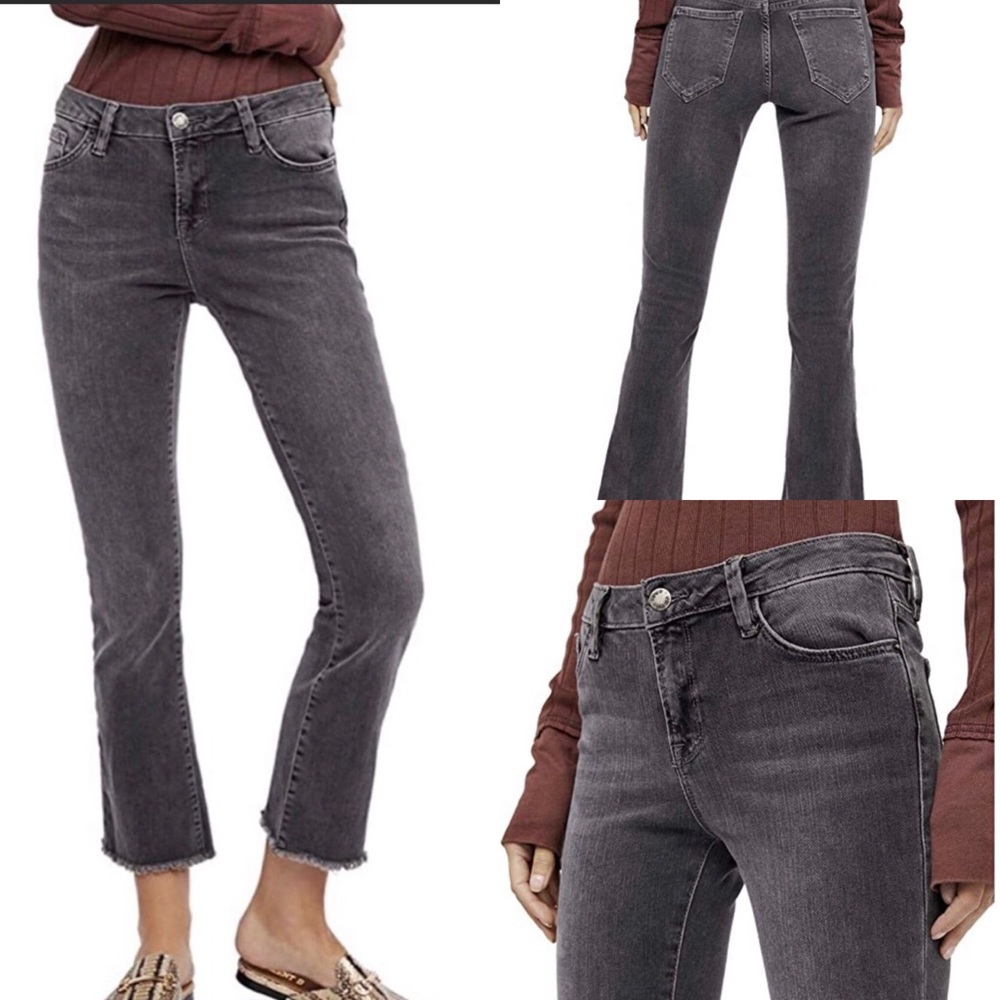 Free People Denim Raw Hem Straight Leg Jeans 33
